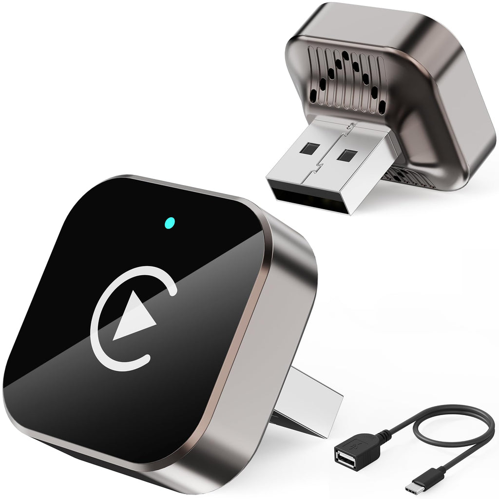 Wireless CarPlay Adapter for Apple iPhone＆Android, Small Size,Plug and Play,Fast and Stable Connection Wireless Adapter for CarPlay＆Android-No Latency to Screen