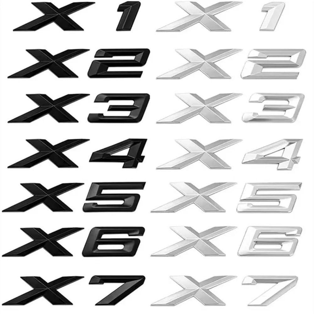 3D ABS Rear Trunk Emblem Badge for BMW X1 X2 X3 X4 X5 X6 X7 - Chrome & Glossy Black