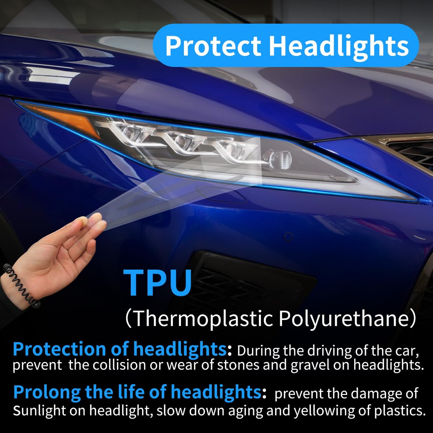 Clear TPU Headlight Protection Film for Lexus RX 350 / 350L / 450h / 450hL 2020-2022 — Pre-Cut Invisible PPF, Anti-Yellowing 5-Piece Kit - Goecice