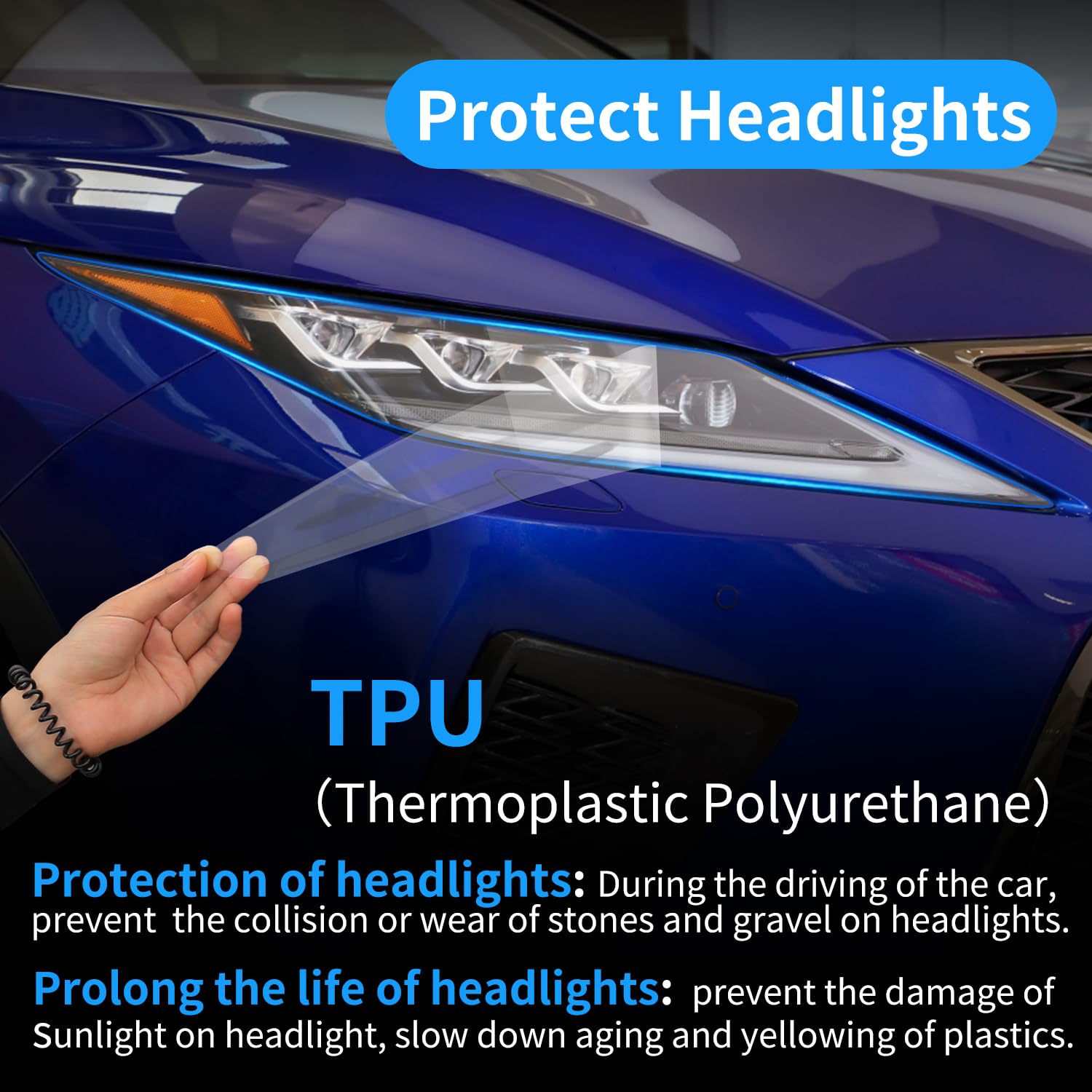 Clear TPU Headlight Protection Film for Lexus RX 350 / 350L / 450h / 450hL 2020-2022 — Pre-Cut Invisible PPF, Anti-Yellowing 5-Piece Kit - Goecice