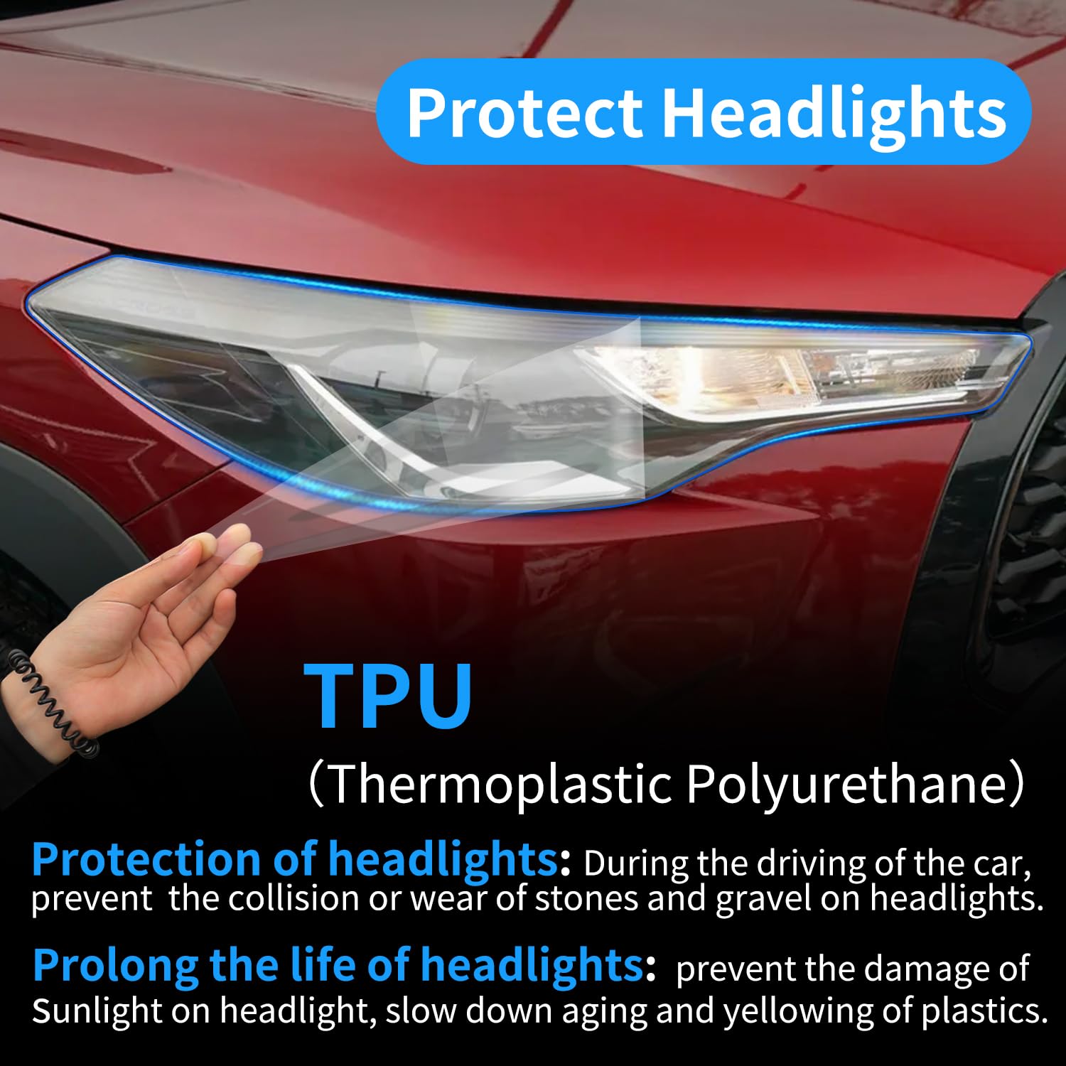 Clear TPU Headlight Protection Film for Toyota Corolla Cross 2022-2026 — Pre-Cut Invisible PPF, Anti-Yellowing 5-Piece Kit - Goecice