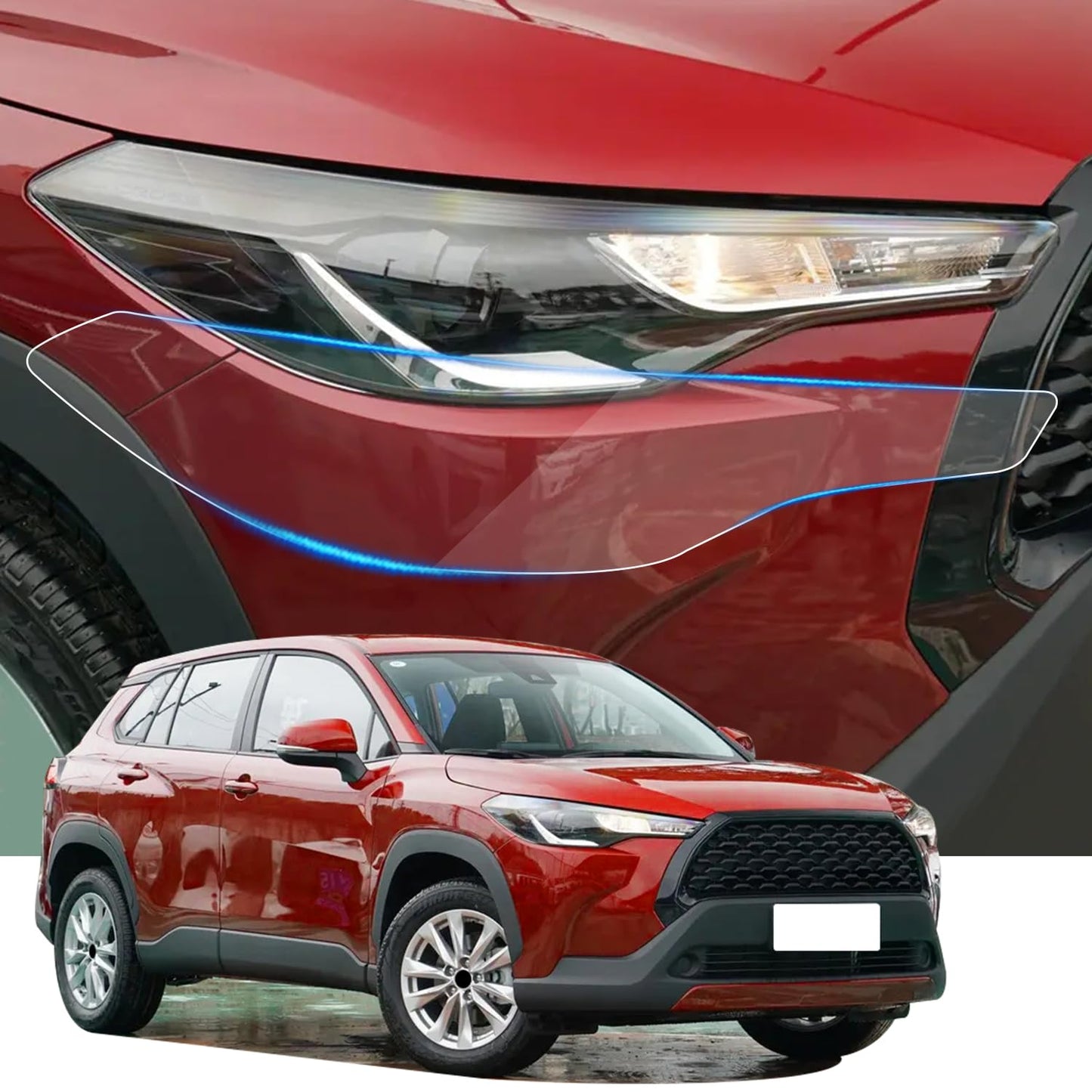 Clear TPU Headlight Protection Film for Toyota Corolla Cross 2022-2026 — Pre-Cut Invisible PPF, Anti-Yellowing 5-Piece Kit - Goecice