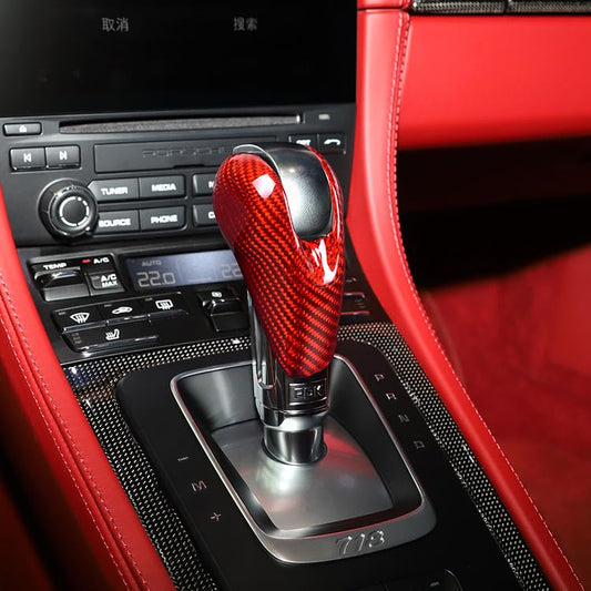 Real Carbon Fiber Gear Shift Knob Cover Trim for Porsche Macan 911 718 Panamera - AutoGearHub