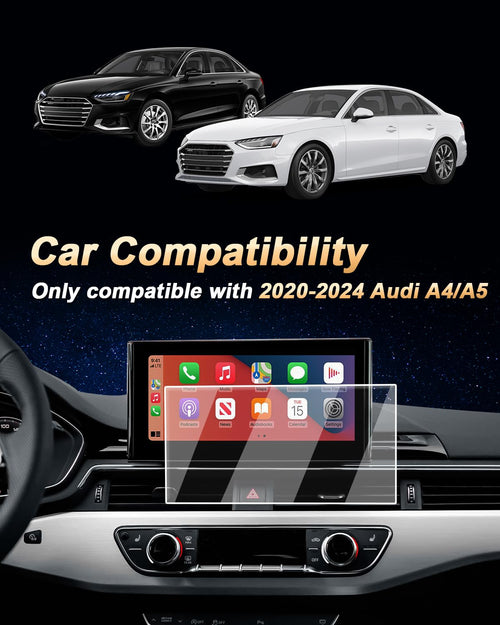 Screen Protector For 2020 - 2025 Audi A4/A5 & 2021 - 2024 Q5 - [10.1 - Inch Navigation Touchscreen] - 9H Hardness Tempered Glass Screen Protector - Anti Fingerprints - Goecice Store