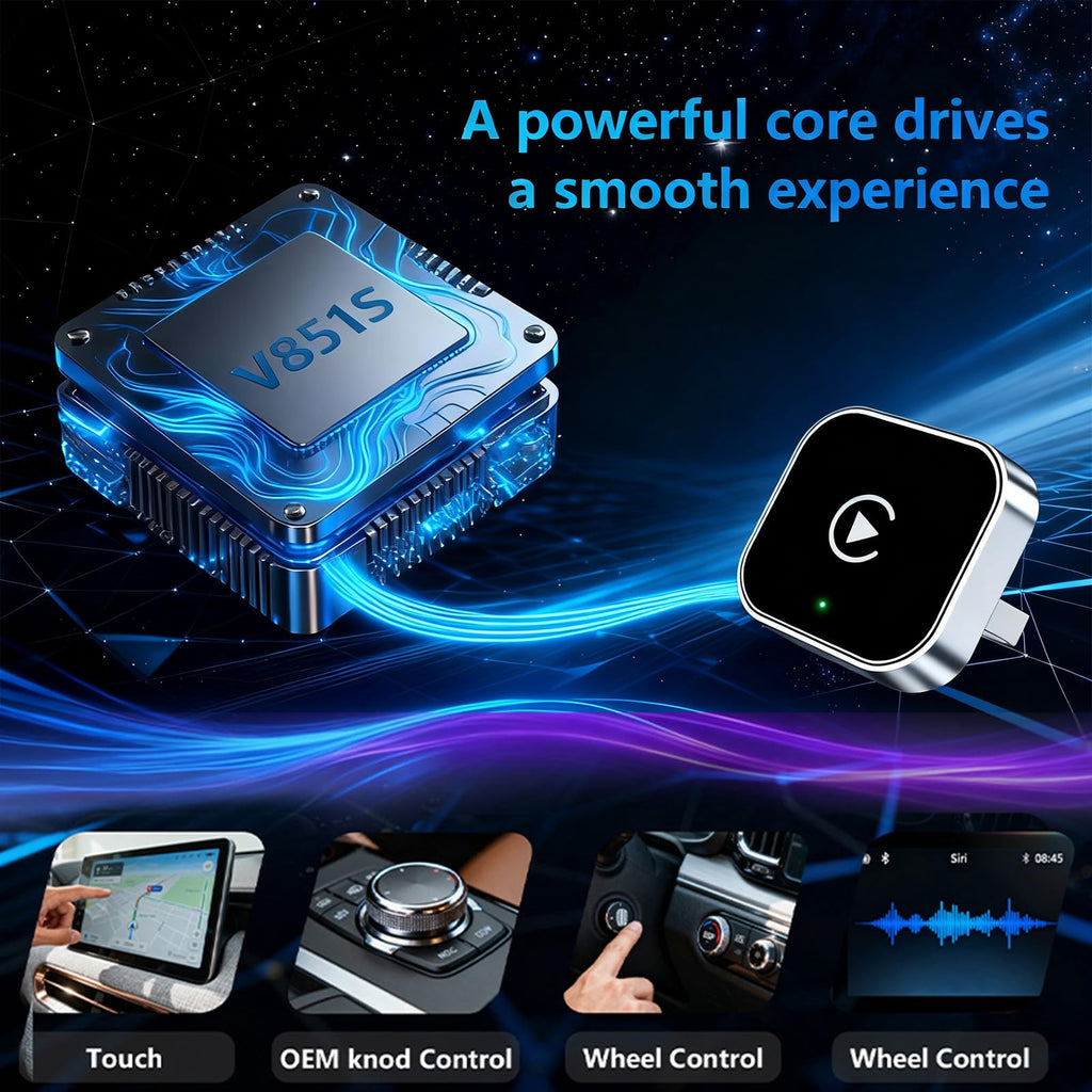 Wireless CarPlay Adapter - Fast Auto-Connect, Stable Connection, Mini Size Plug & Play Adapter for iPhone & Android Auto Compatible Cars - Goecice Store