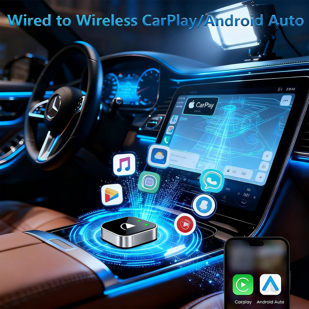 Wireless CarPlay Adapter - Fast Auto-Connect, Stable Connection, Mini Size Plug & Play Adapter for iPhone & Android Auto Compatible Cars - Goecice Store