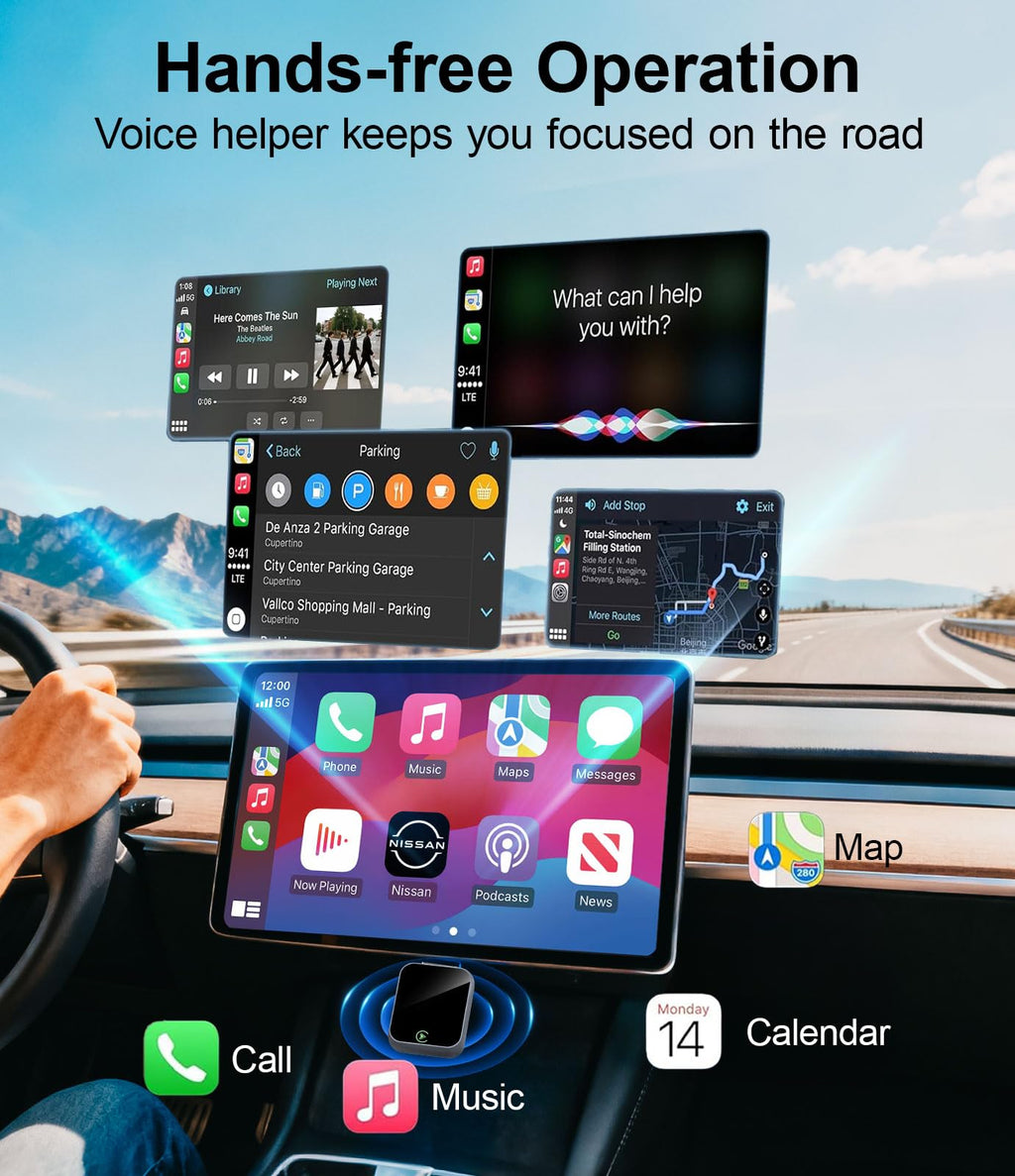 Wireless CarPlay Adapter for iPhone - No Audio Lag, Auto - Connect - Convert Factory Wired to Wireless CarPlay - Bluetooth 5.3 & 5GHz Wi - Fi - Plug & Play (Includes USB A/C) - Goecice Store